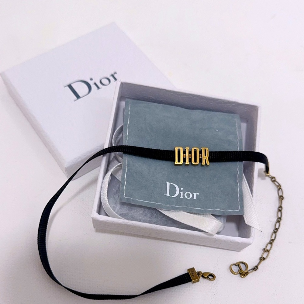 CHRISTIAN DIOR Grosgrain Ribbon Logo Choker